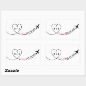 Flugzeug-Weg-Monogramm-Hochzeits-Datum Rechteckiger Aufkleber (Blatt)