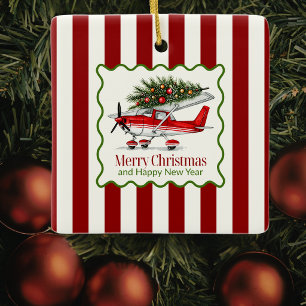 Flugzeug-Weihnachtsbaum & Foto Einfache Luftfahrt Keramikornament