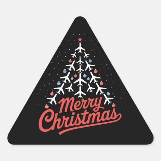 Flugzeug-Weihnachtsbaum-Pilot Dreieckiger Aufkleber (Vorderseite)