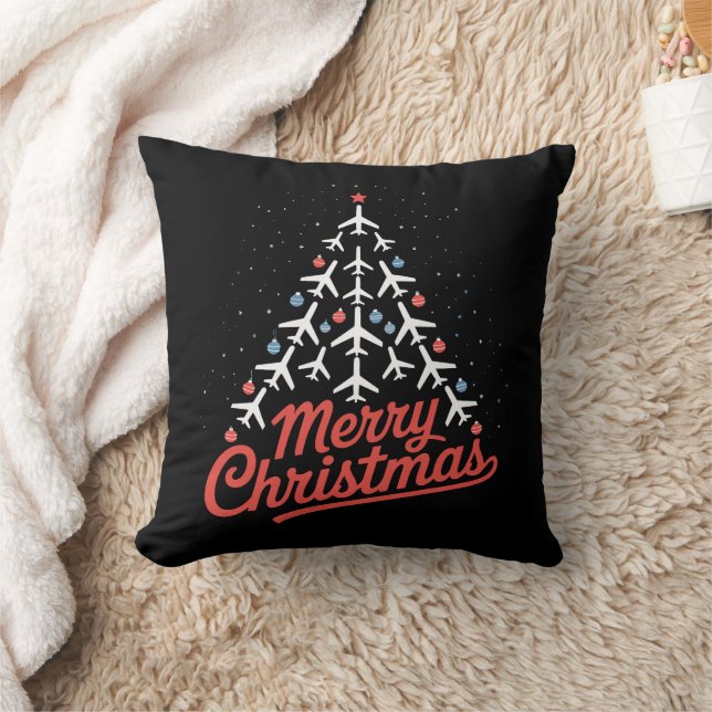 Flugzeug-Weihnachtsbaum-Pilot Kissen (Decke)