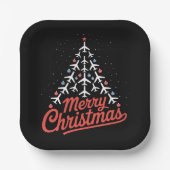 Flugzeug Weihnachtsbaum Pilot Pappteller (Vorderseite)