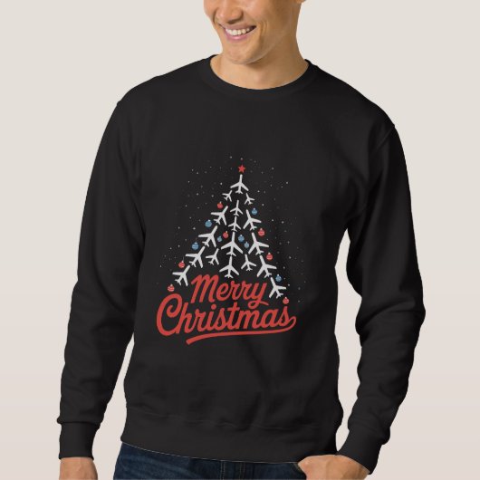 Flugzeug-Weihnachtsbaum-Pilot Sweatshirt (Vorderseite)