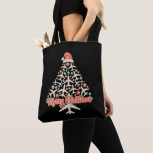 Flugzeug-Weihnachtsbaum-Pilot Weihnachten Urlaub F Tasche