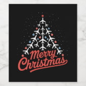 Flugzeug-Weihnachtsbaum-Pilot Weinetikett (Einzelnes Label)