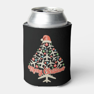 Flugzeug Weihnachtsbaum Pilot Xmas Urlaub Familie Dosenkühler