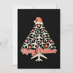 Flugzeug Weihnachtsbaum Pilot Xmas Urlaub Familie Feiertagskarte