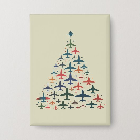 Flugzeug Weihnachtsbaum Retro Pilot Fliegen Flug  Button (Vorderseite)