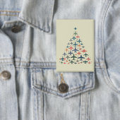Flugzeug Weihnachtsbaum Retro Pilot Fliegen Flug  Button (Insitu)
