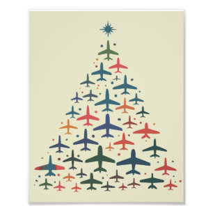 Flugzeug Weihnachtsbaum Retro Pilot Fliegen Flug Fotodruck