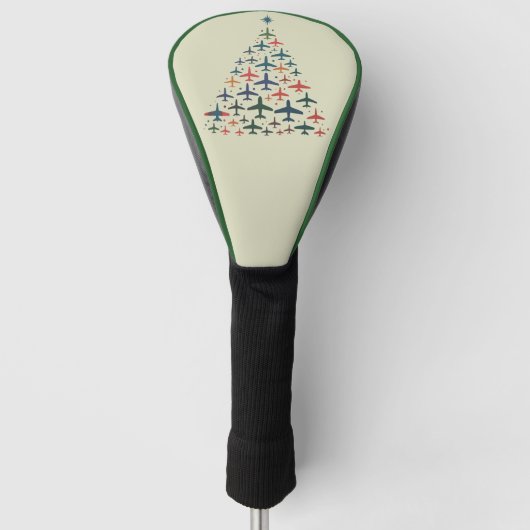 Flugzeug Weihnachtsbaum Retro Pilot Fliegen Flug  Golf Headcover (Vorderseite)