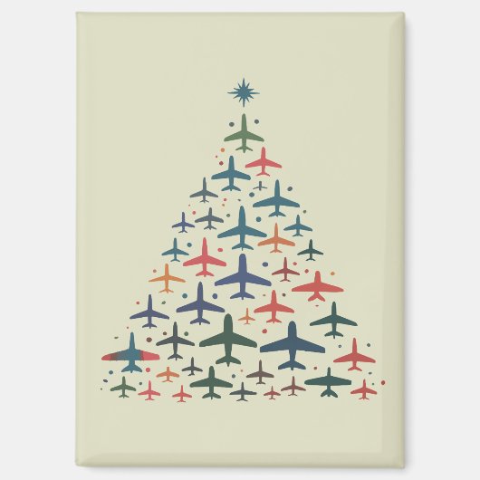 Flugzeug Weihnachtsbaum Retro Pilot Fliegen Flug Magnet (Vorderseite)