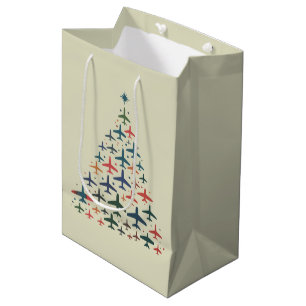 Flugzeug Weihnachtsbaum Retro Pilot Fliegen Flug Mittlere Geschenktüte