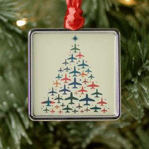 Flugzeug Weihnachtsbaum Retro Pilot Fliegen Flug  Ornament Aus Metall