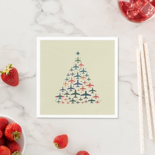 Flugzeug Weihnachtsbaum Retro Pilot Fliegen Flug Serviette (Beispiel)