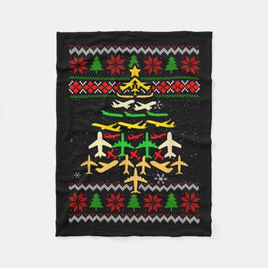 Flugzeug Weihnachtsbaum Ugly Xmas Sweater Decorati Fleecedecke (Vorderseite)