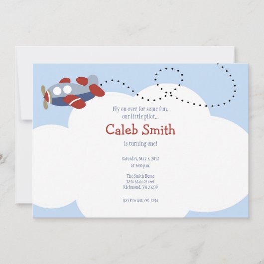 Flugzeug-Wolke 1 Geburtstags-Einladung Einladung (Vorderseite)