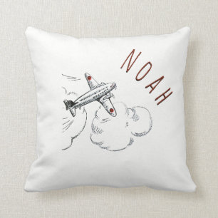 Flugzeug Wolken Kinder Kissen Vintage Name