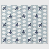 Flugzeug Wolken Muster Blue Sky Geschenkpapier (Flach)