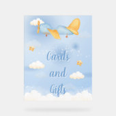 Flugzeug, Wolken & Sterne, Blau, Baby Boy, Niedlic Acrylschild (Vorderseite)