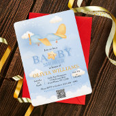 Flugzeug, Wolken & Sterne, Blau, Baby Boy, Niedlic Einladung