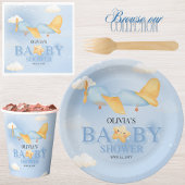 Flugzeug, Wolken & Sterne, Blau, Baby Boy, Niedlic Serviette