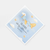 Flugzeug, Wolken & Sterne, Blau, Baby Boy, Niedlic Serviette (Ecke)