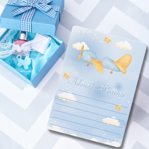 Flugzeug, Wolken & Sterne, Blau, Baby Junge, Süß Feiertagskarte