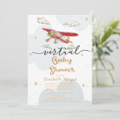 Flugzeug, Wolkendusche für virtuelle Babys Einladung (Stehend Vorderseite)