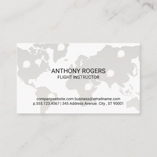 Flugzeug | World Map Visitenkarte (Rückseite)