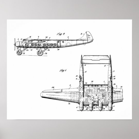 Flugzeug Zeichnen Poster Zazzle De