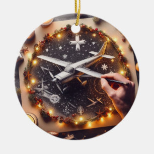 Flugzeug Zeichnend Weihnachtsschmuck
