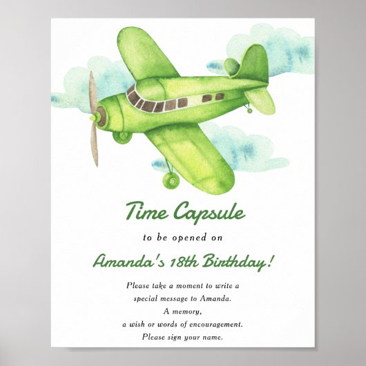 Flugzeug-Zeitkapsel 1. Geburtstag geschlechtsneutr Poster (Vorne)