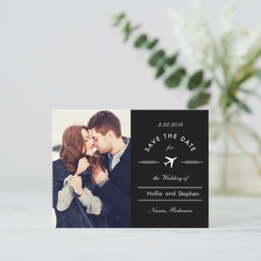 Flugzeug Zielort Datum Postkarte (Stehend Vorderseite)