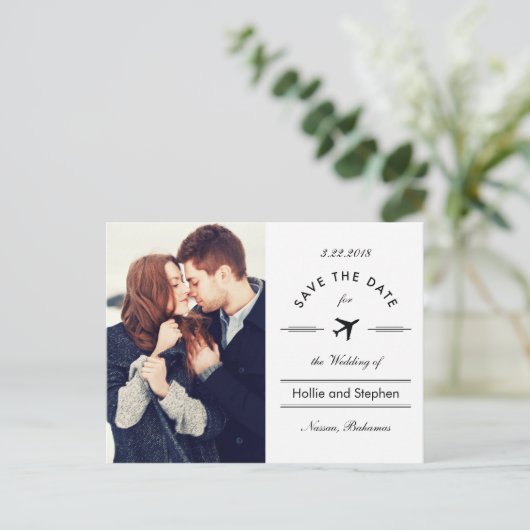 Flugzeug Zielort Datum Postkarte (Stehend Vorderseite)