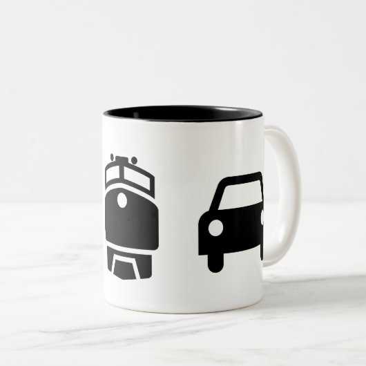 "Flugzeug-/Zug-/Automobil-" Piktogramm-Tasse Zweifarbige Tasse (VorderseiteRechts)