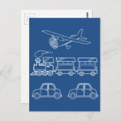 Flugzeug-, Zug- und Fahrzeugdesign ~ bearbeitbarer Postkarte (Vorne/Hinten)
