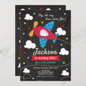 Flugzeug zum Geburtstag Einladungs-Junge / Zeitfli Einladung (Vorne/Hinten)