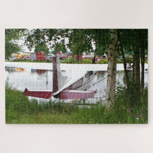 Flugzeug zwischen den Bäumen, Lake Hood, Alaska Puzzle