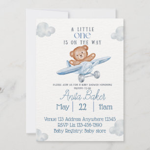 Flugzeugbär Kleines auf dem Weg Baby Shower Einladung