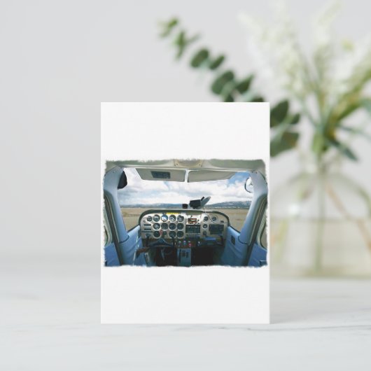Flugzeugcockpit Postkarte (Stehend Vorderseite)