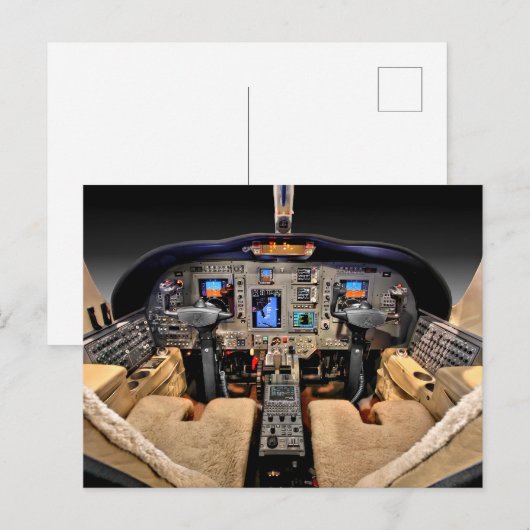 Flugzeugcockpit Postkarte (Vorne/Hinten)