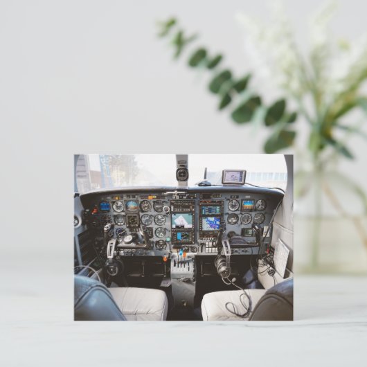 Flugzeugcockpit Postkarte (Stehend Vorderseite)