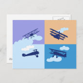 Flugzeugcollage in Pastellfarben. Postkarte (Vorne/Hinten)