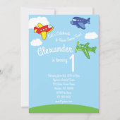Flugzeuge 1. Geburtstag Niedliche Einladungen (Vorderseite)