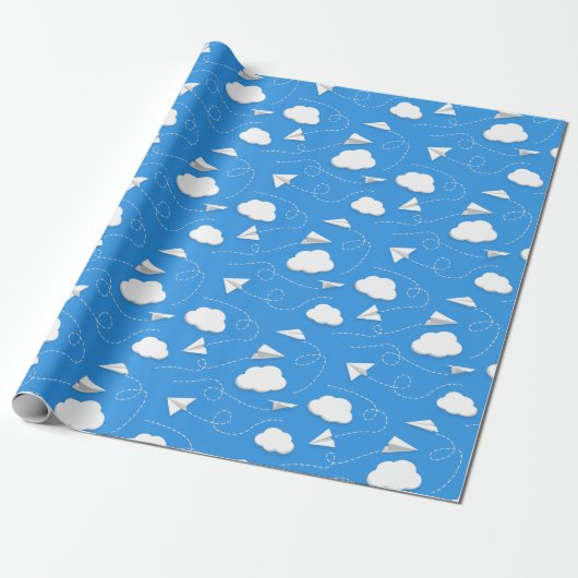 Flugzeuge aus fliegendem Papier puffen Wolken JEDE Geschenkpapier (Ungerollt)