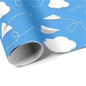 Flugzeuge aus fliegendem Papier puffen Wolken JEDE Geschenkpapier (Rolleneckpunkt)