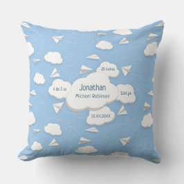 Flugzeuge aus Papier trüben BabyGeburtsdaten Kissen