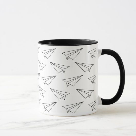 Flugzeuge aus schwarzem und weißem Papier Tasse (Rechts)