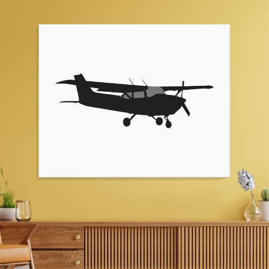 Flugzeuge Cessna Schwarze Silhouette Fliegendekor Leinwanddruck (Insitu (Wohnzimmer))