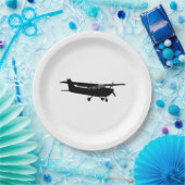 Flugzeuge Cessna Schwarze Silhouette Fliegendekor Pappteller (Party)